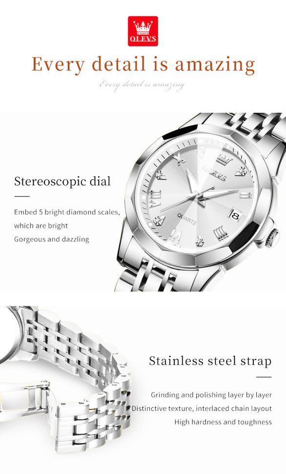 Жіночий годинник OLEVS silver