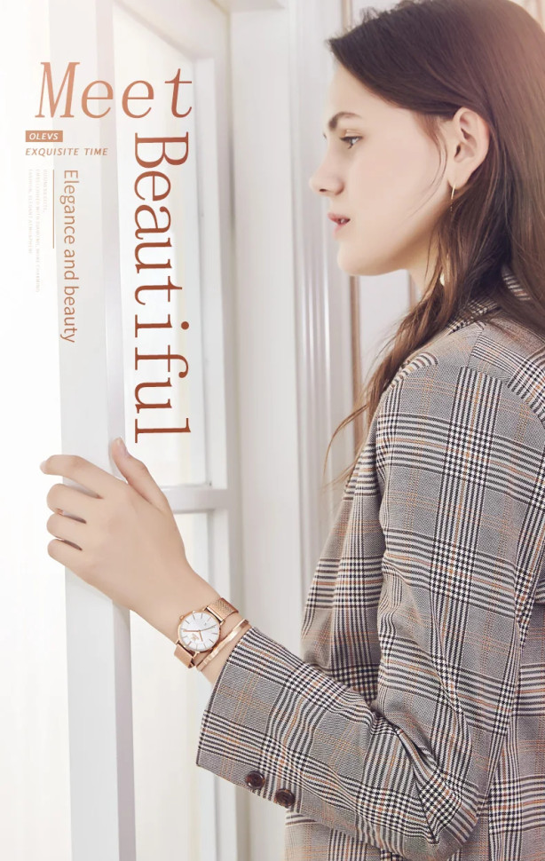 Жіночий годинник OLEVS gold + white
