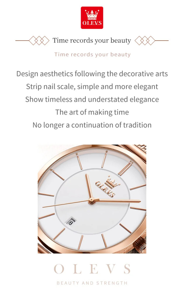 Жіночий годинник OLEVS gold + white