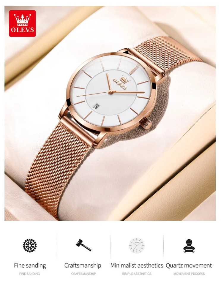 Жіночий годинник OLEVS gold + white