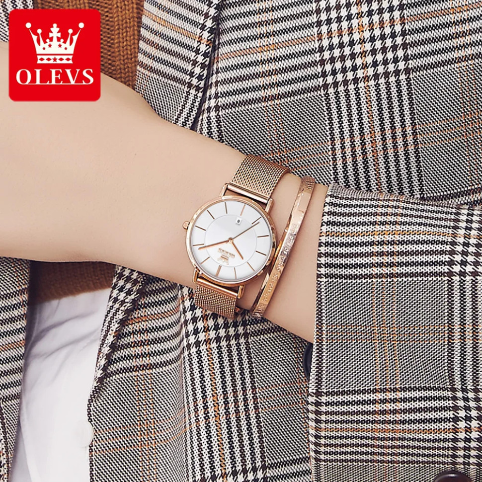 Жіночий годинник OLEVS gold + white