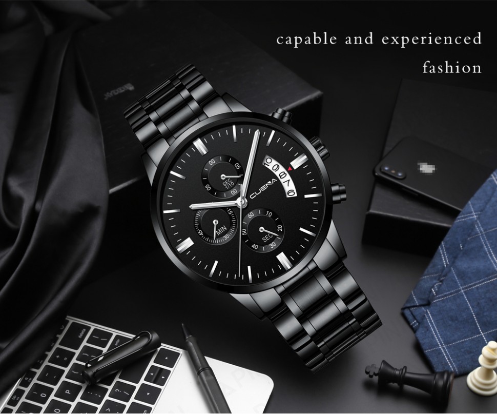 Чоловічий годинник CUENA black+silver