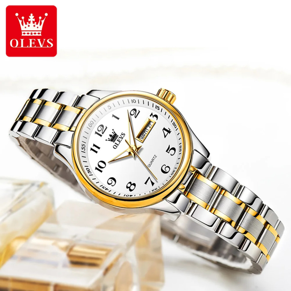 Жіночий годинник OLEVS silver + gold 