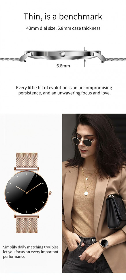 Смарт-годинник ультратонкий Smart Device 108 gold