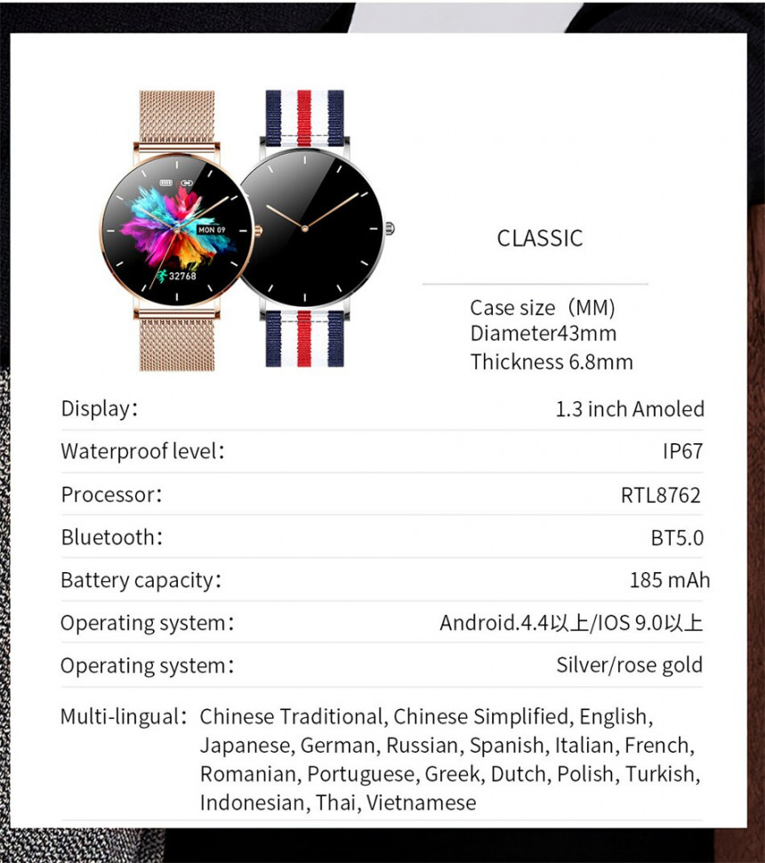 Смарт-годинник ультратонкий Smart Device 108 gold