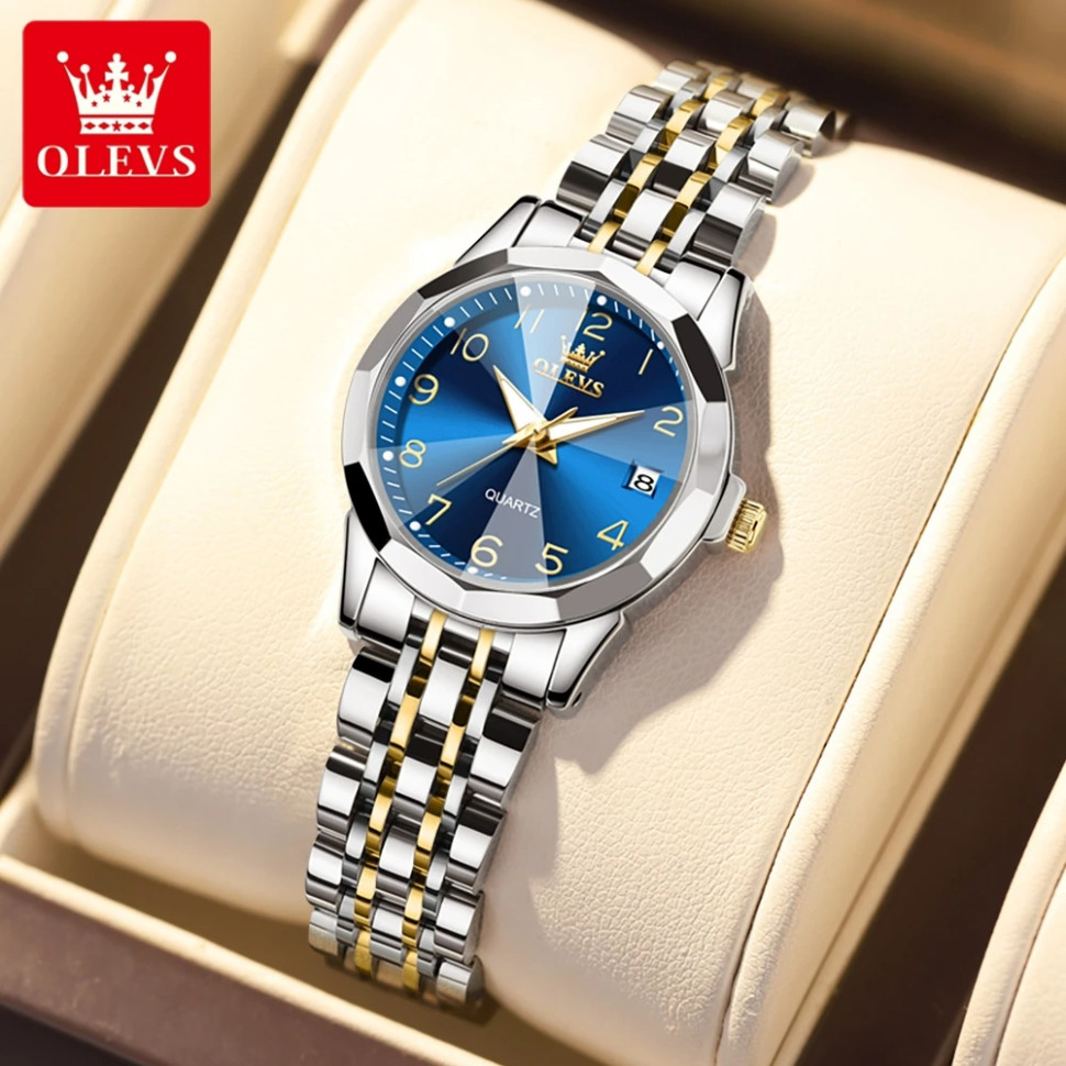 Жіночий годинник OLEVS silver + blue