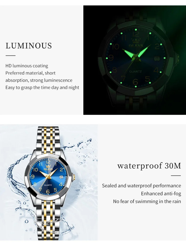 Жіночий годинник OLEVS silver + blue