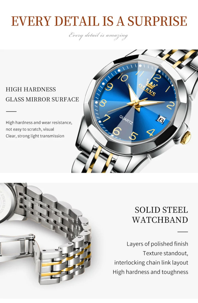 Жіночий годинник OLEVS silver + blue