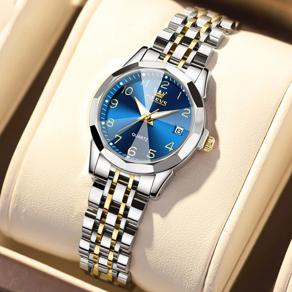 Жіночий годинник OLEVS silver + blue