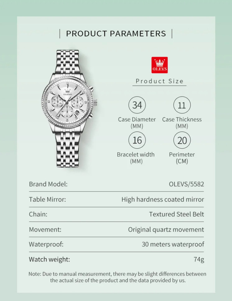 Жіночий годинник OLEVS silver 
