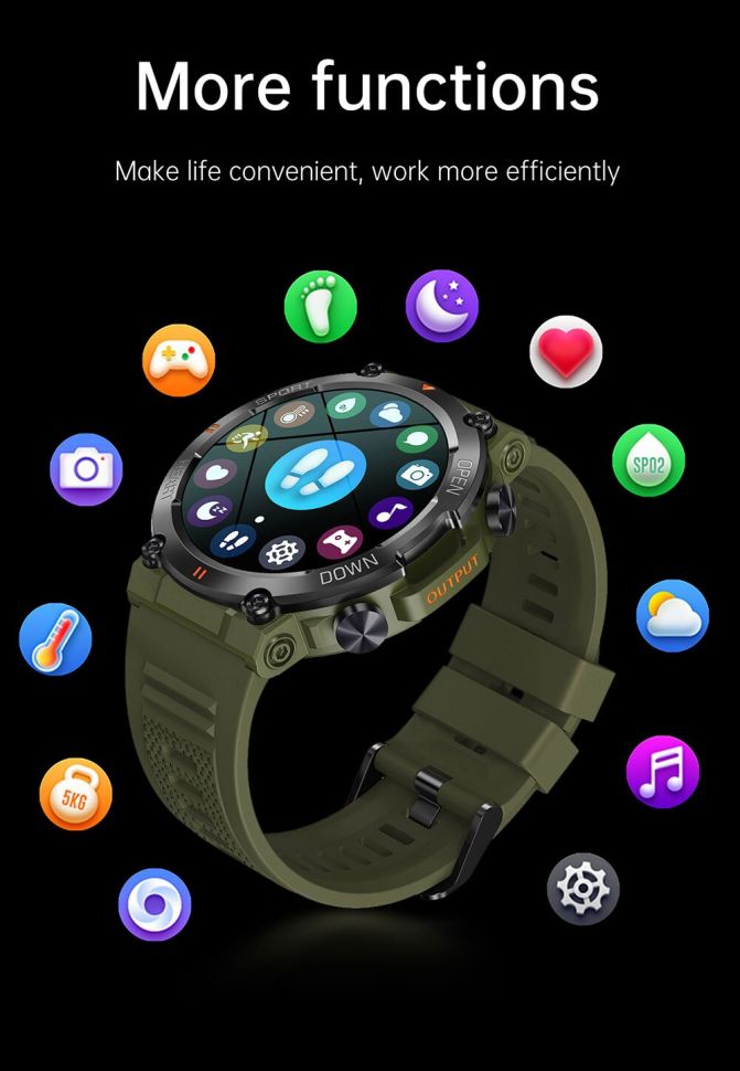 Смарт-годинник протиударний Smart Device 102 black steel