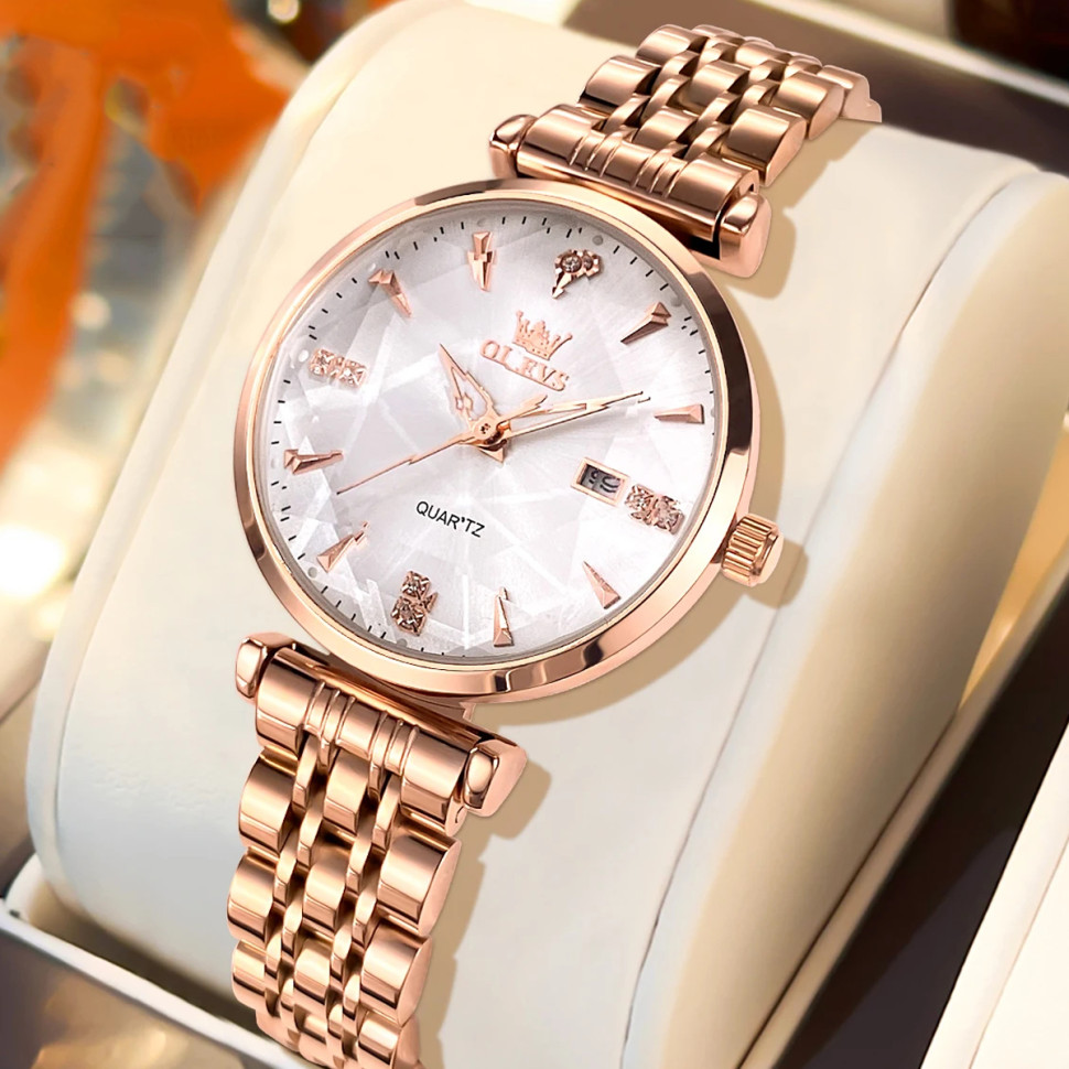 Жіночий годинник OLEVS gold + white 