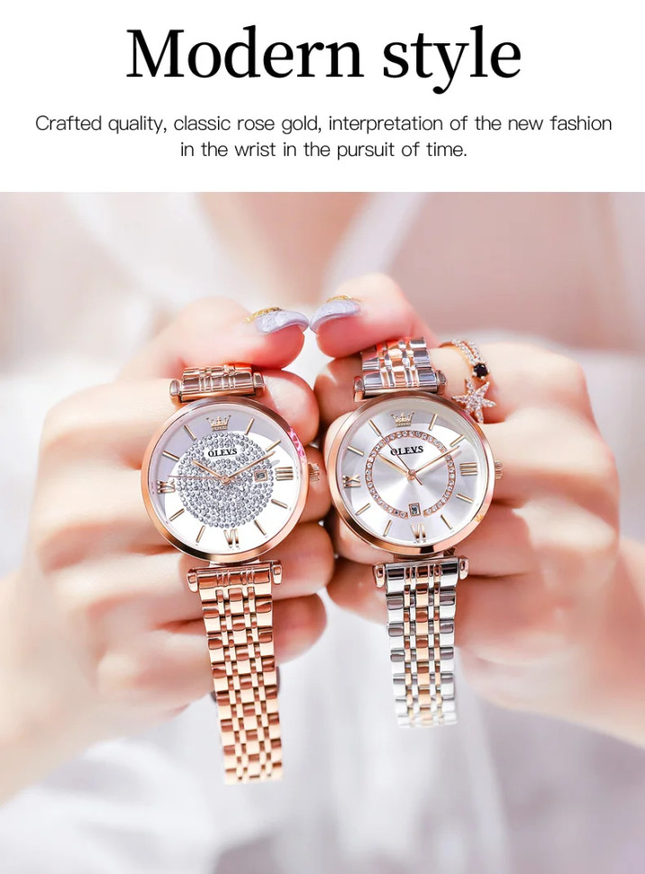 Жіночий годинник OLEVS gold + white 
