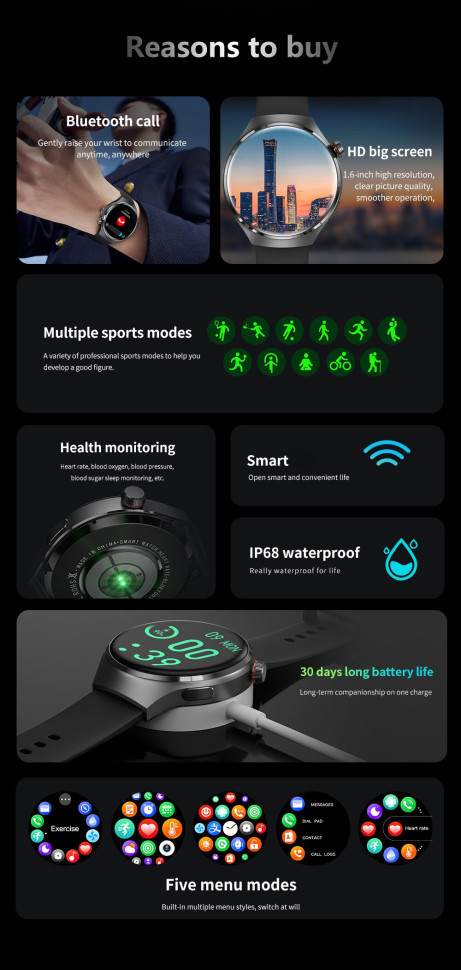 Смарт-годинник Smart Device 103 silver steel, 2 ремінці