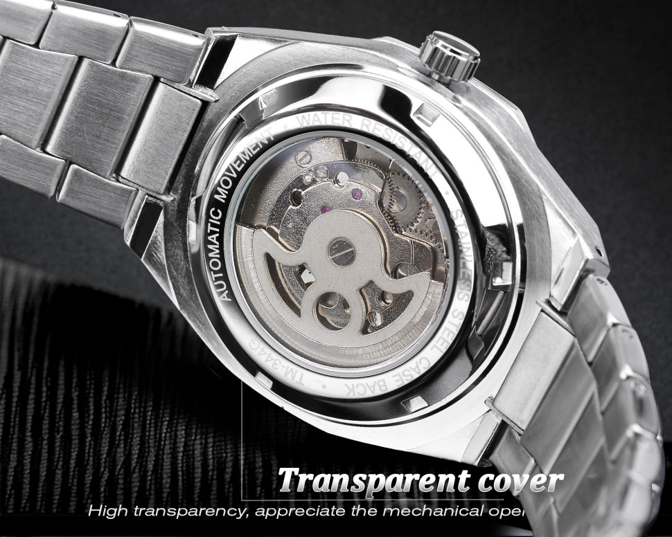 Чоловічий годинник механічний Forsining silver + black 