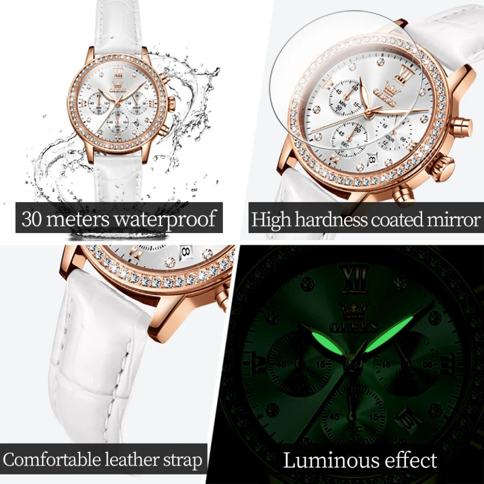 Жіночий годинник OLEVS gold + white  1