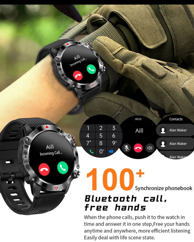 Смарт-годинник протиударний Smart Device 104 black steel