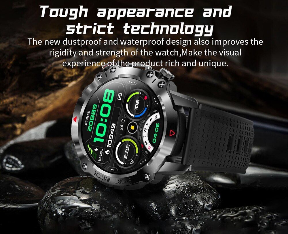 Смарт-годинник протиударний Smart Device 104 black steel
