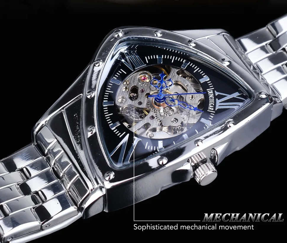 Чоловічий годинник механічний WINNER silver + black  