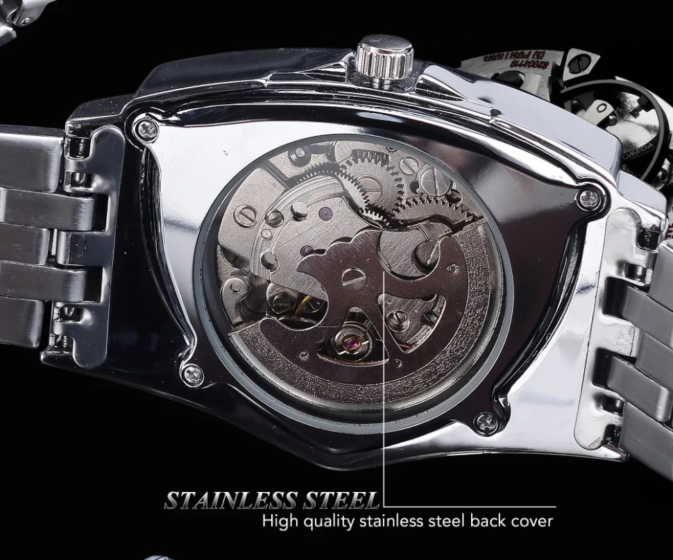 Чоловічий годинник механічний WINNER silver + black  