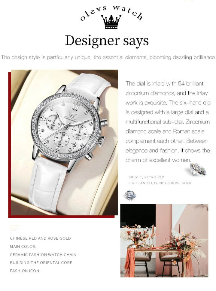 Жіночий годинник OLEVS silver + white