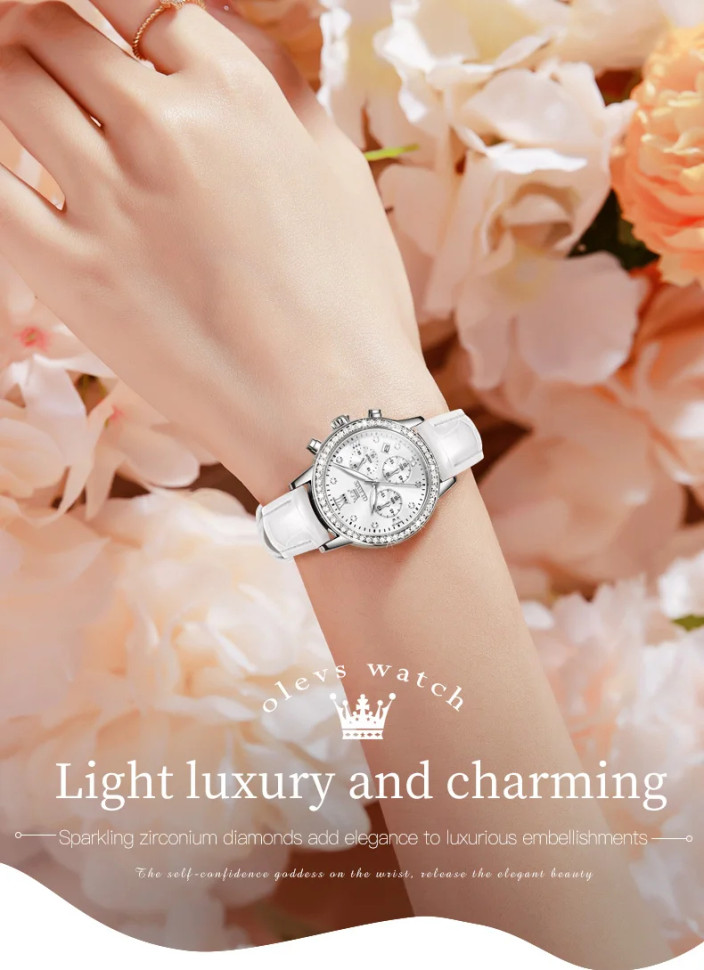 Жіночий годинник OLEVS silver + white