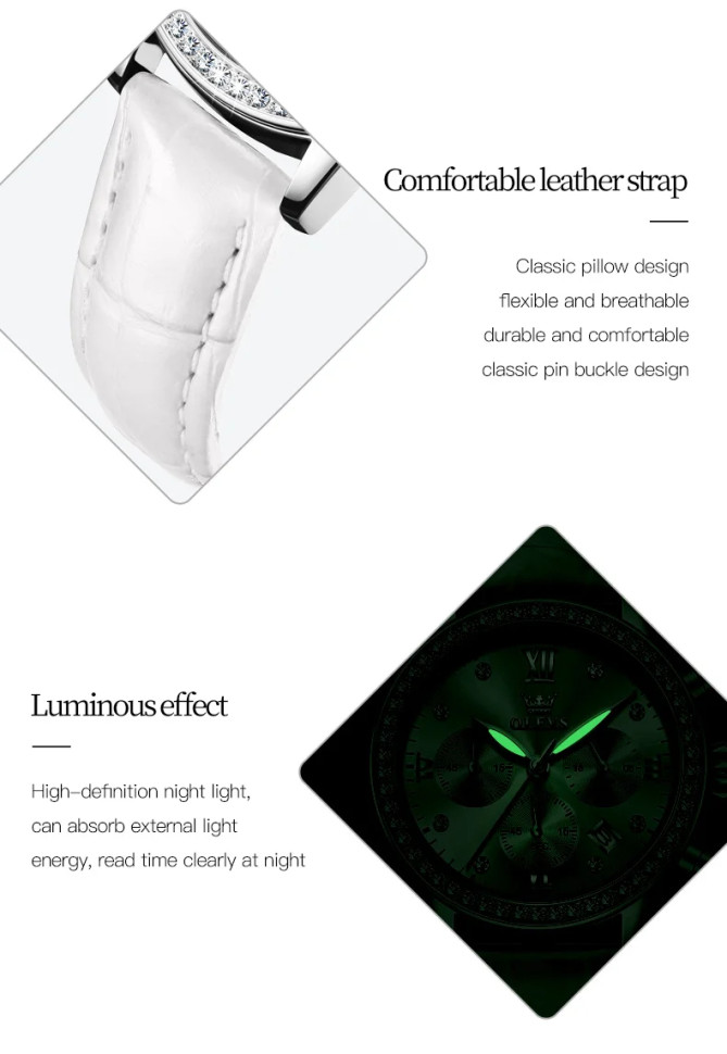 Жіночий годинник OLEVS silver + white