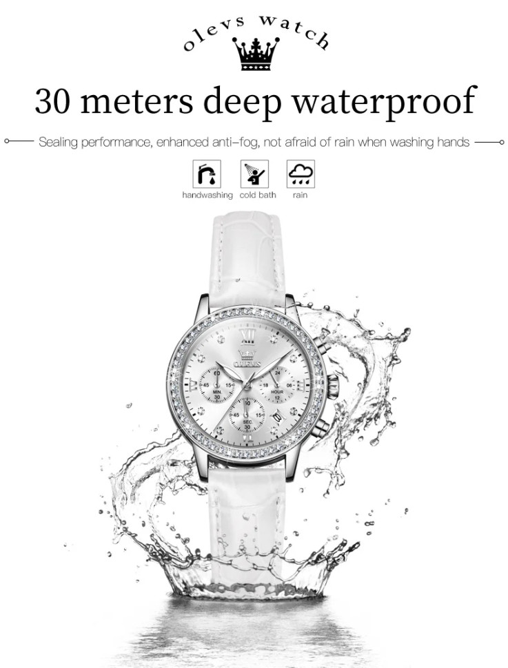 Жіночий годинник OLEVS silver + white