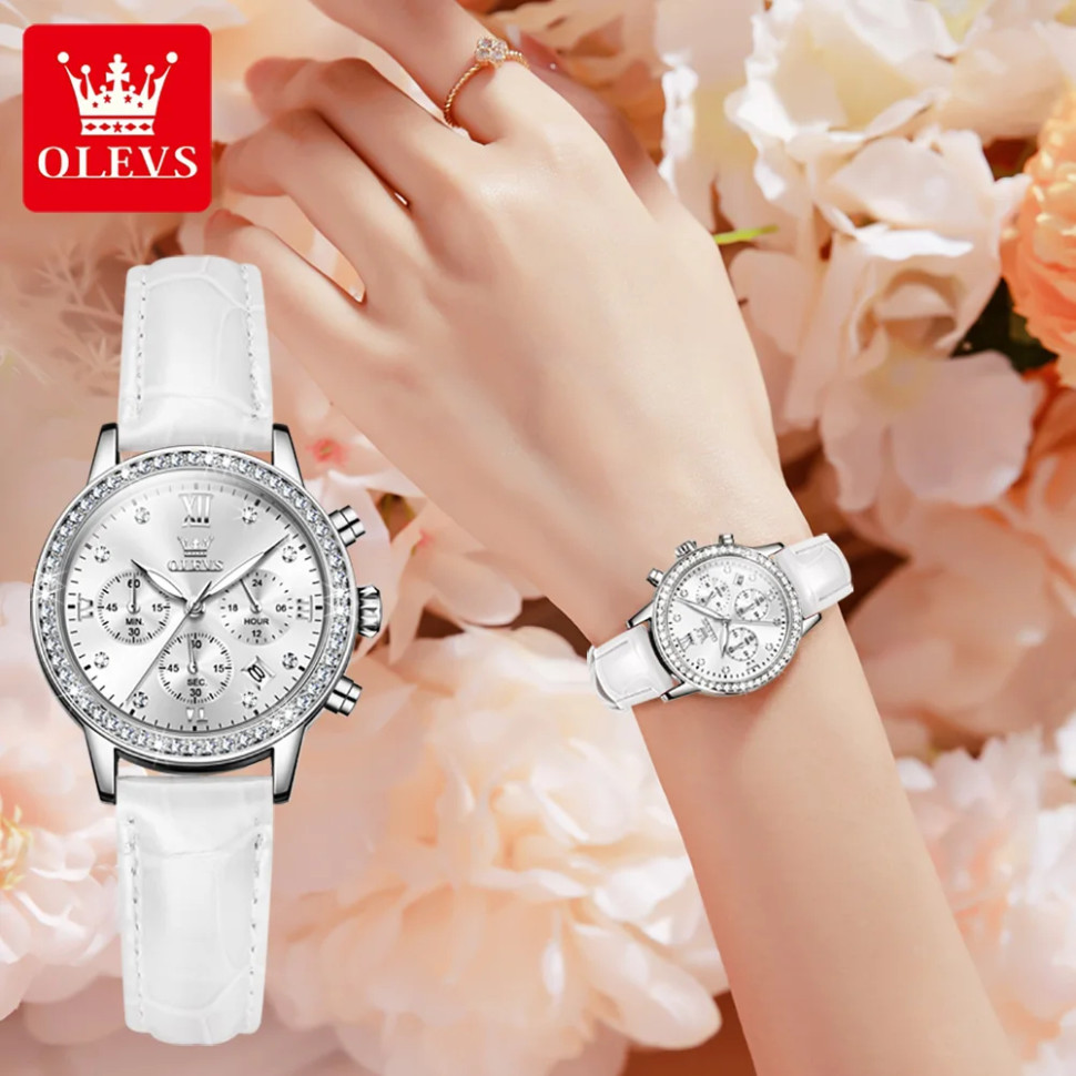 Жіночий годинник OLEVS silver + white