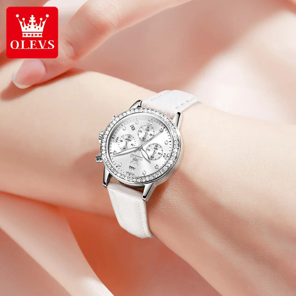 Жіночий годинник OLEVS silver + white