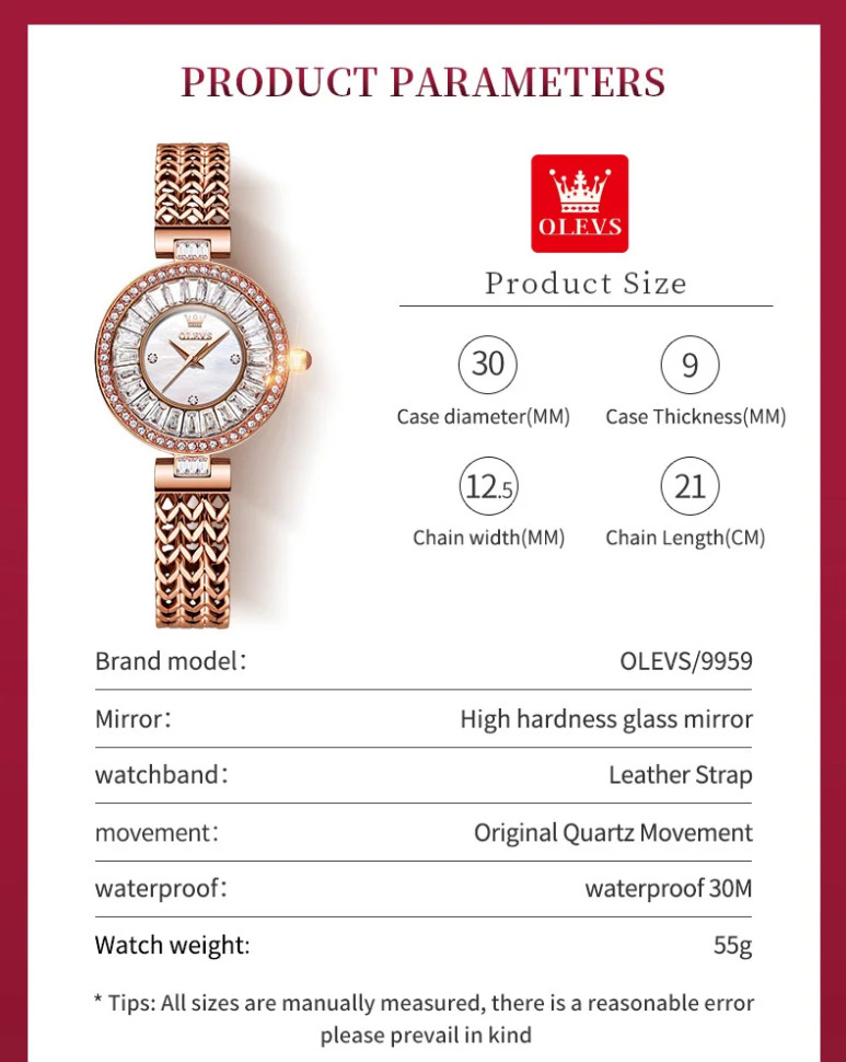 Жіночий годинник OLEVS gold 