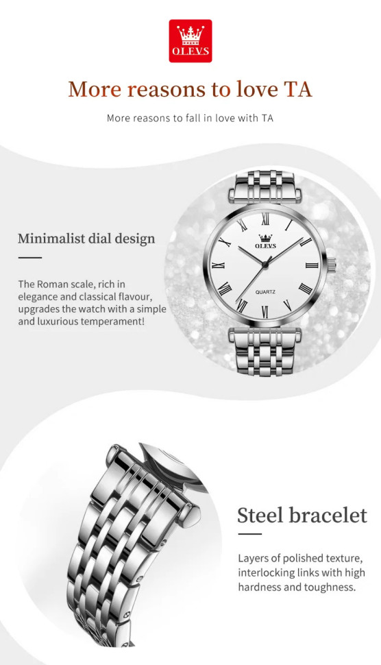Жіночий годинник OLEVS silver