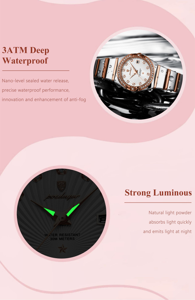 Жіночий годинник POEDAGAR gold + silver