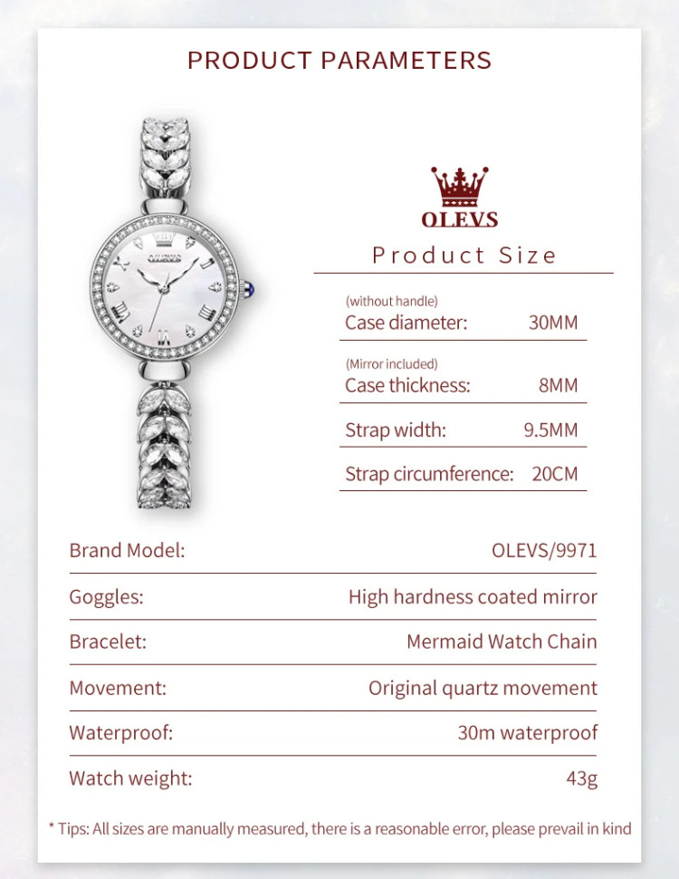 Жіночий годинник OLEVS silver