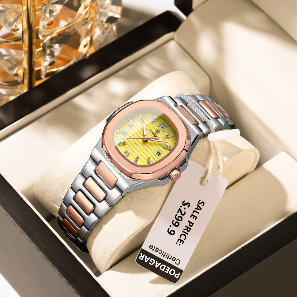 Жіночий годинник POEDAGAR rose gold + silver