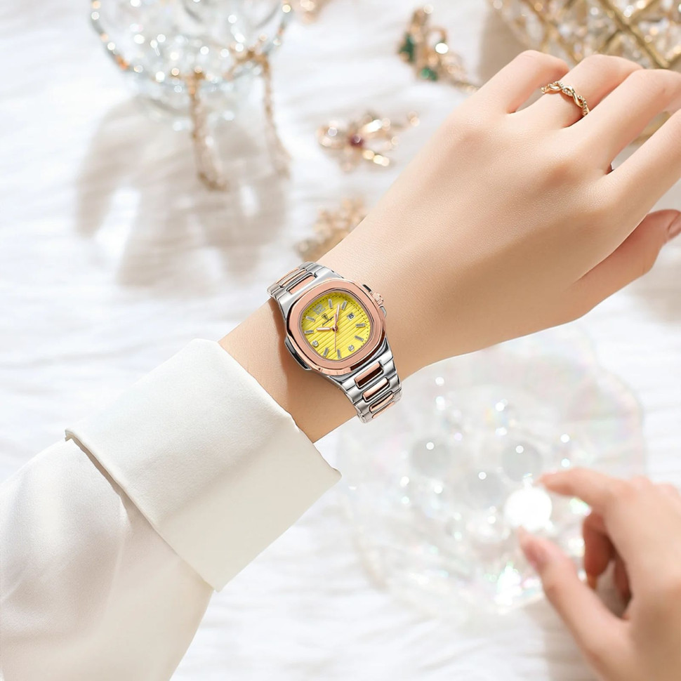 Жіночий годинник POEDAGAR rose gold + silver