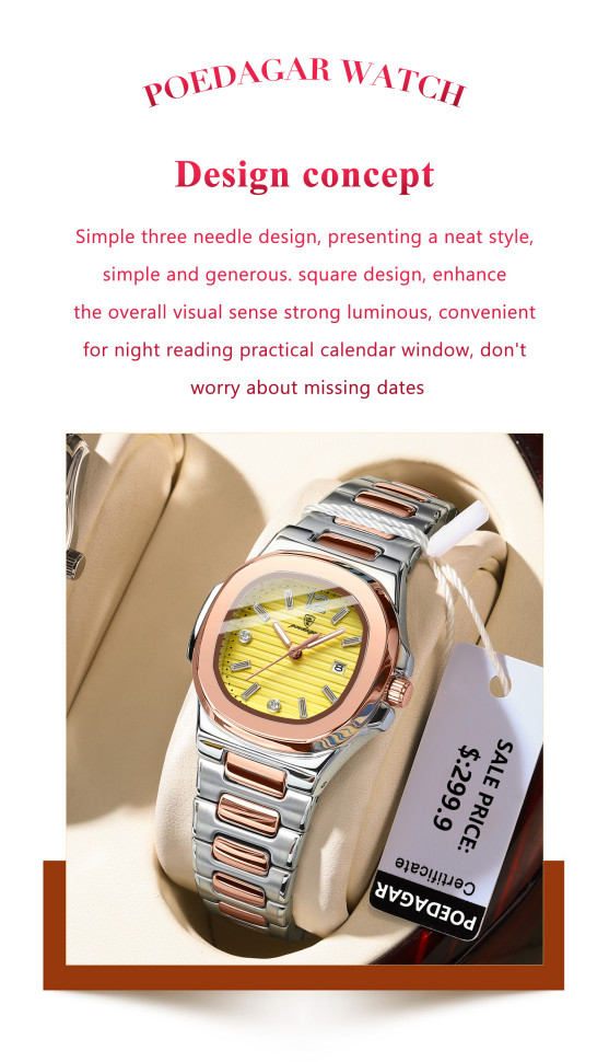 Жіночий годинник POEDAGAR rose gold + silver