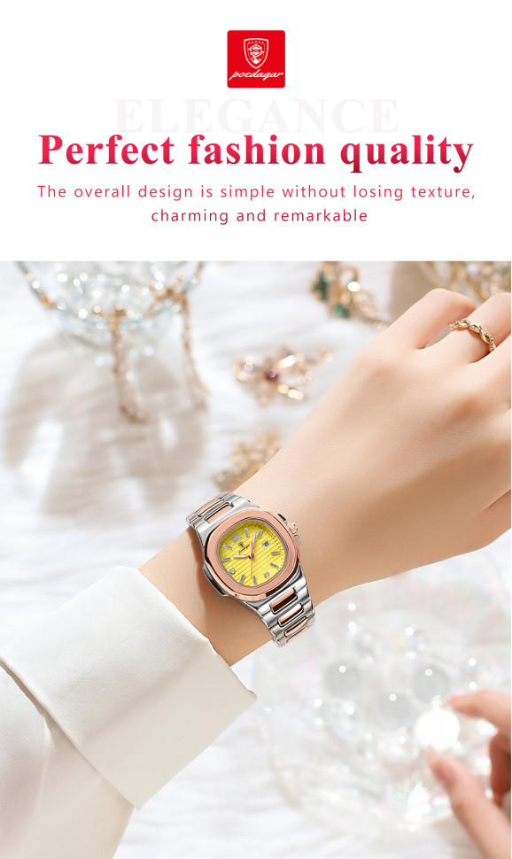 Жіночий годинник POEDAGAR rose gold + silver