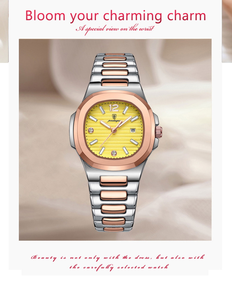 Жіночий годинник POEDAGAR rose gold + silver