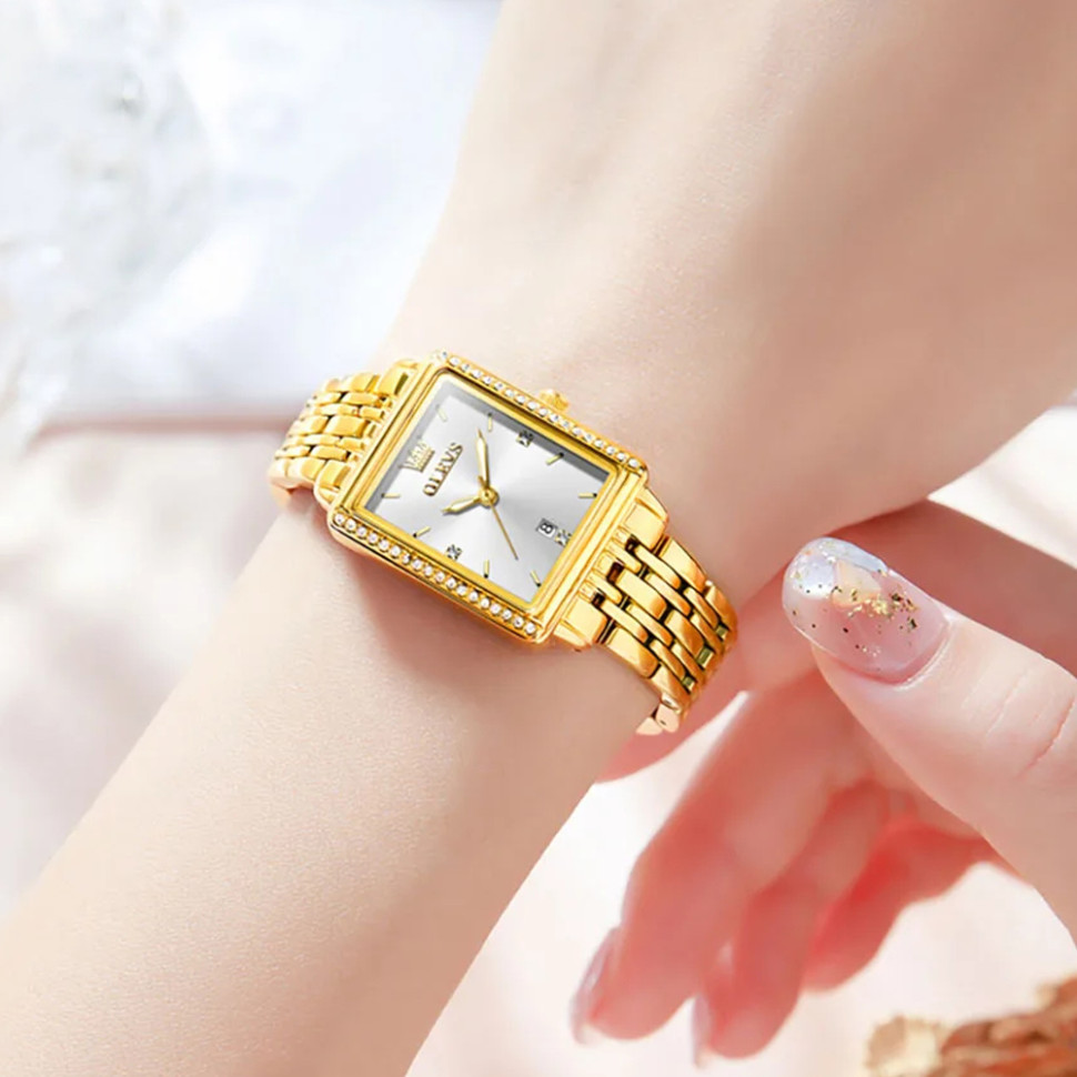 Жіночий годинник OLEVS gold + white