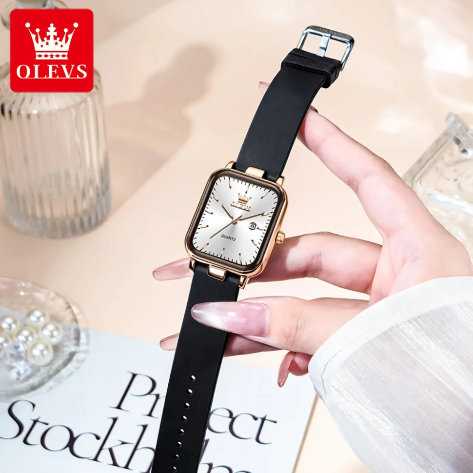 Жіночий годинник OLEVS rose gold + white