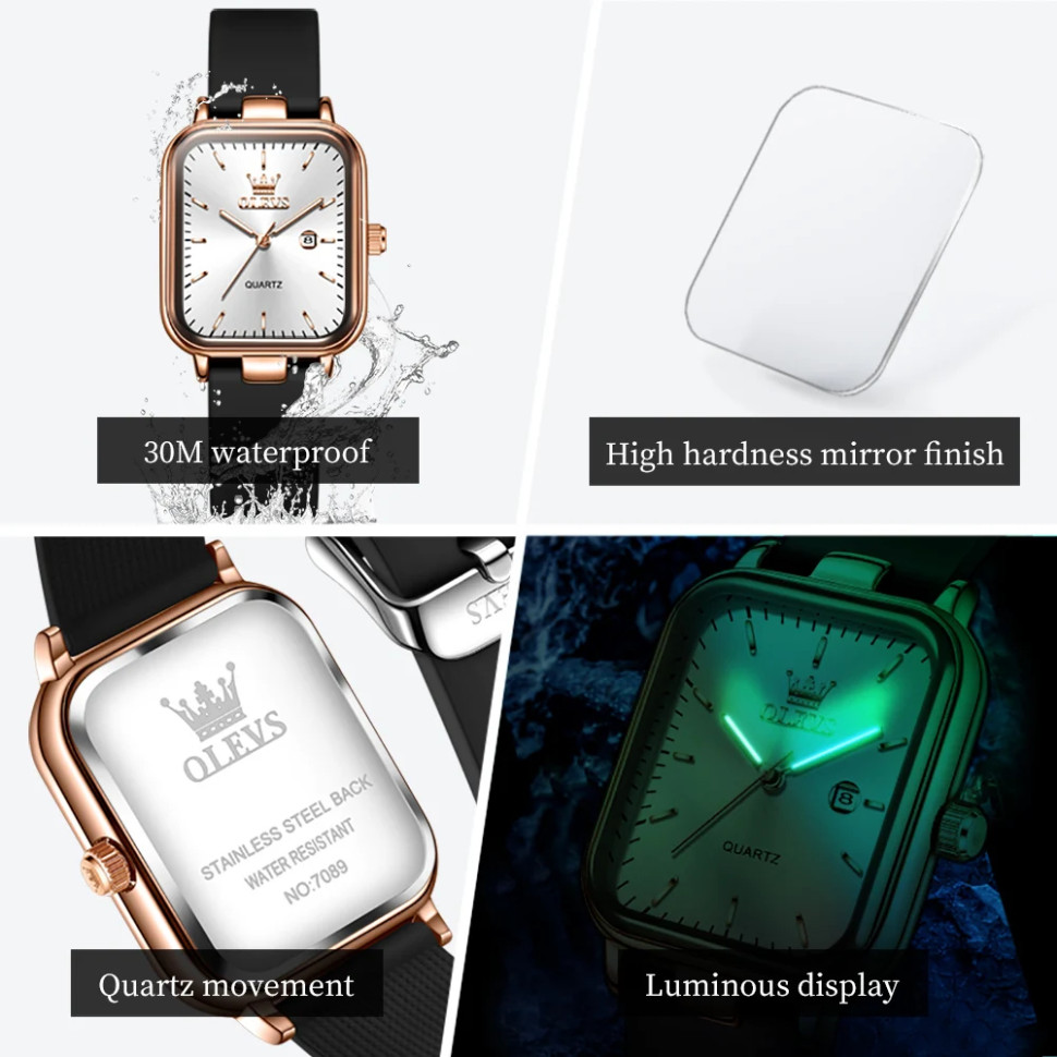 Жіночий годинник OLEVS rose gold + white