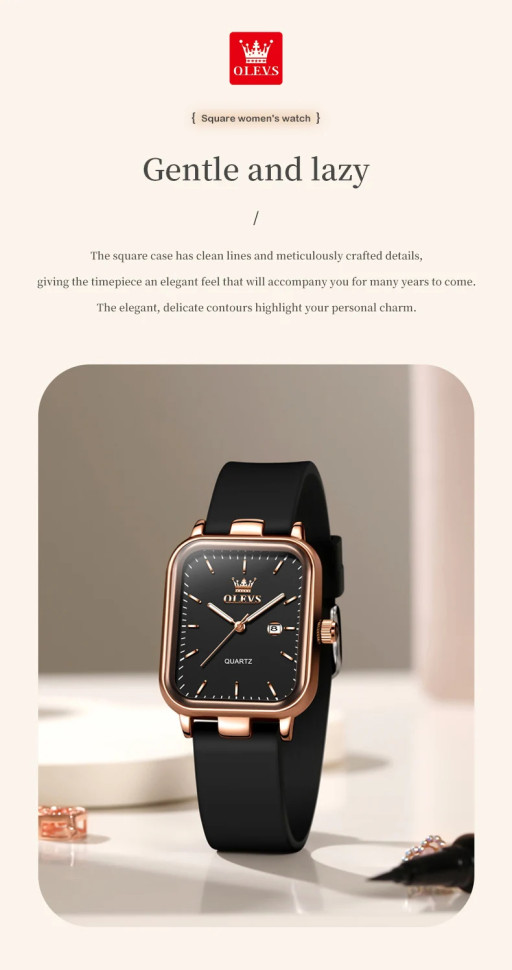 Жіночий годинник OLEVS rose gold + black