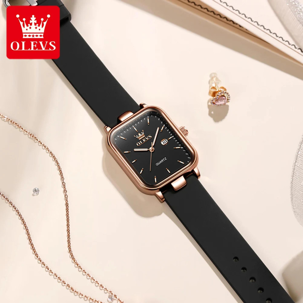 Жіночий годинник OLEVS rose gold + black