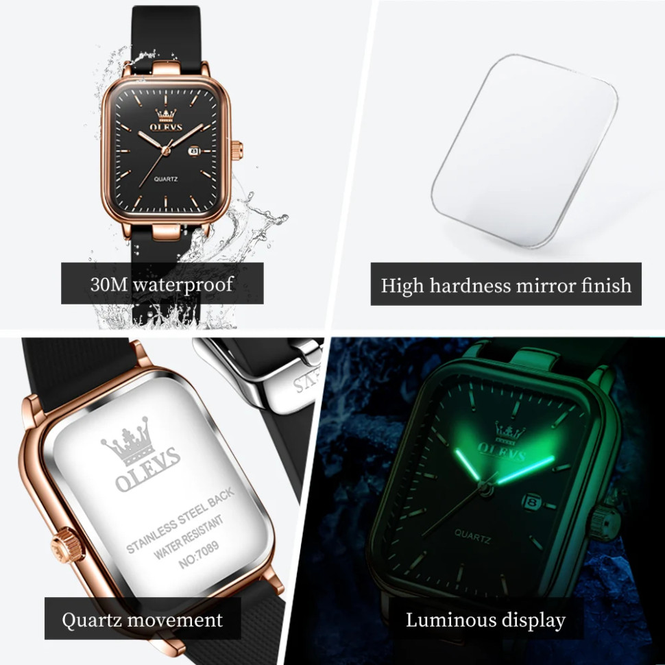 Жіночий годинник OLEVS rose gold + black