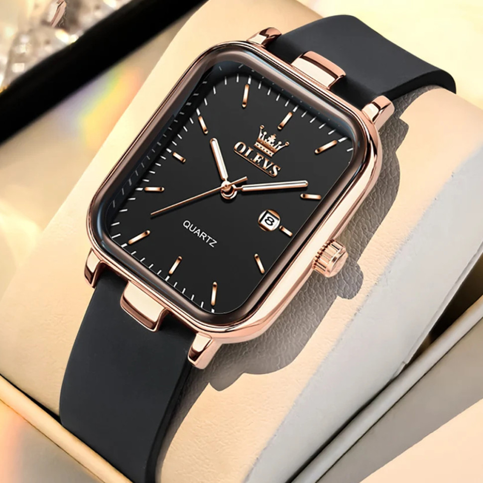 Жіночий годинник OLEVS rose gold + black