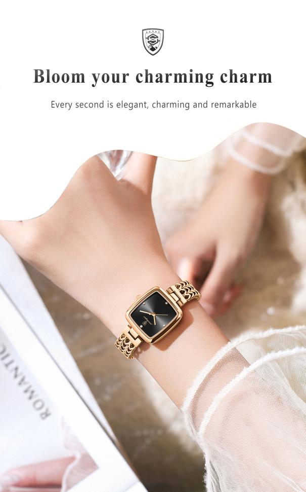 Жіночий годинник POEDAGAR gold + black