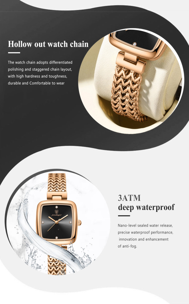 Жіночий годинник POEDAGAR gold + black
