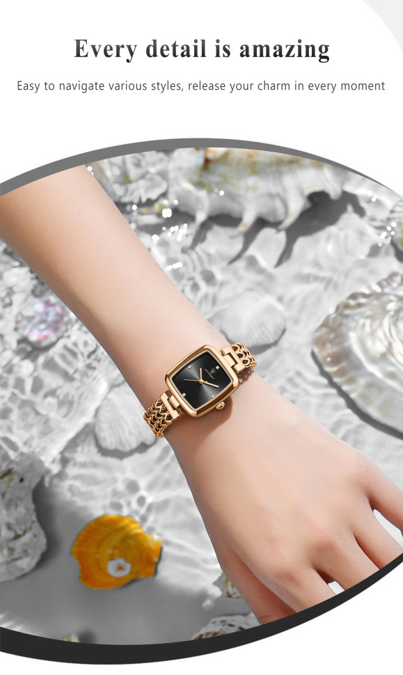Жіночий годинник POEDAGAR gold + black