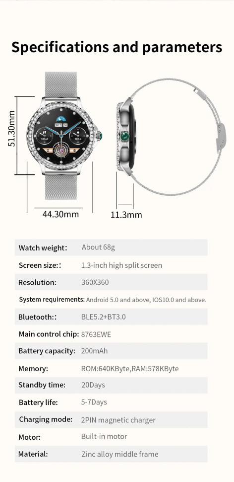 Смарт-годинник Women's Smart Device 13 gold steel  